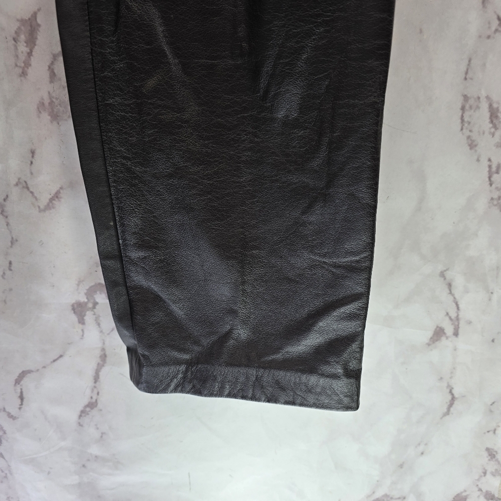 LRL Ralph Lauren Pants Womens 12x30 Chocolate Brown Leather High Rise Straight - Picture 4 of 11